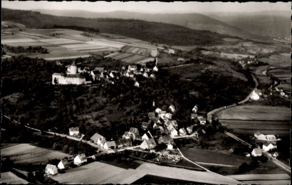 Postcard Backnang in Württemberg, aerial view of a village, fields, trees, no people visible