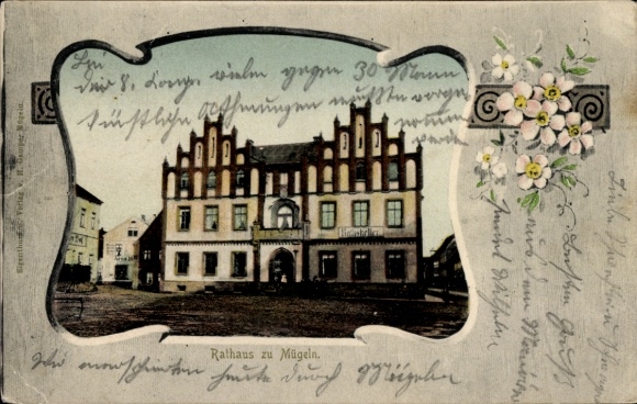 Ak Mügeln in Sachsen, Rathaus zu   Architektur, Blumenornament