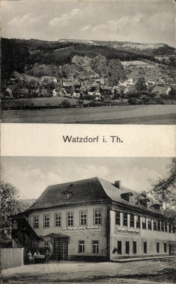 Ak Watzdorf Bad Blankenburg in Thüringen, Gesamtansicht, Gasthaus zur Linde