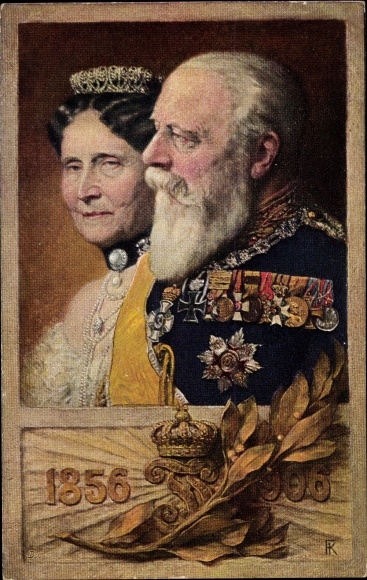 Artist PC Keller, Ferd., Grand Duke Friedrich I. of Baden, Luise of Prussia, uniform, medal