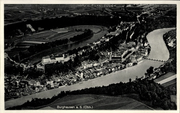 Postcard Burghausen an der Salzach Upper Bavaria, aerial photo