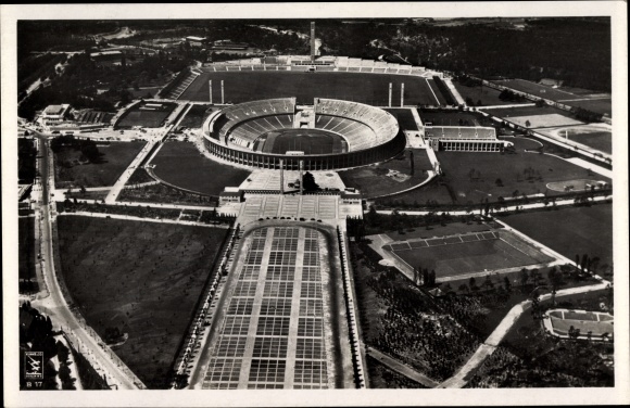 PC Berlin Charlottenburg Westend, Reichssportfeld, aerial photograph, jack B 17