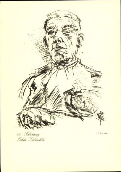 Künstler Ak Maler und Grafiker Oskar Kokoschka, Selbstbildnis um 1930