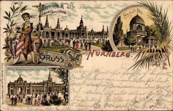 Chromo-Litho Nuremberg in Bavaria, Bavarian State Exhibition 1896, industrial building, art gallery