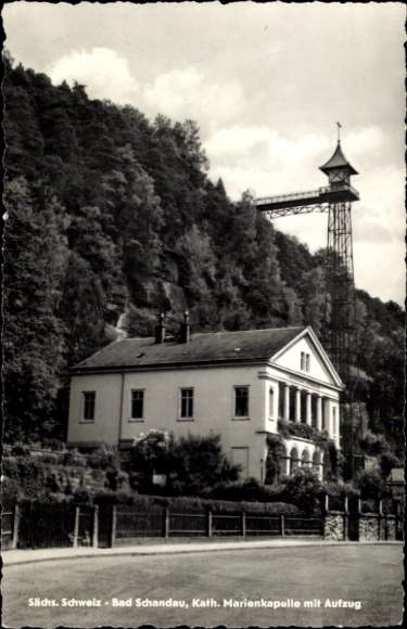 Ak Bad Schandau Sächsische Schweiz, Kath. Marienkapelle mit Aufzug