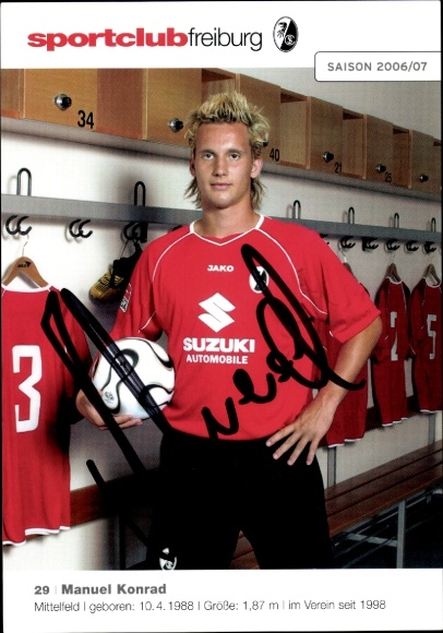 Autograph card footballer Manuel Konrad, SC Freiburg, autograph