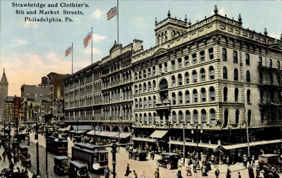 Postcard Philadelphia Pennsylvania USA, Strawbridge and Clothier's, 8th and Market Street