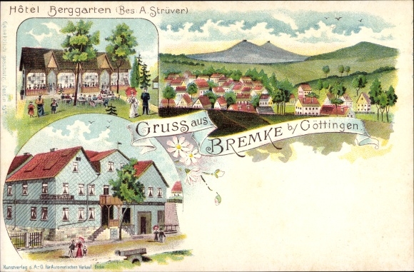 Chromo-Litho Bremke same district Goettingen, Hotel Berggarten, total view