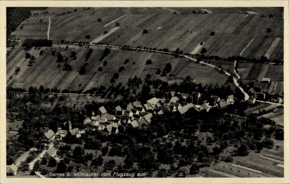Postcard Serres near Mühlacker, aerial photograph