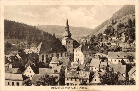 Postcard Bad Berneck in the Fichtelgebirge Bavaria, view from the Schlossberg