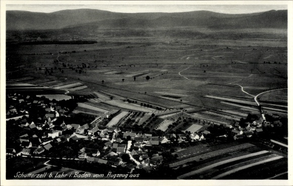 Postcard Schutterzell Neuried in Baden, aerial photograph