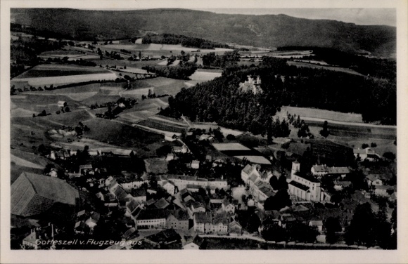 Postcard Gotteszell in Lower Bavaria, aerial photograph