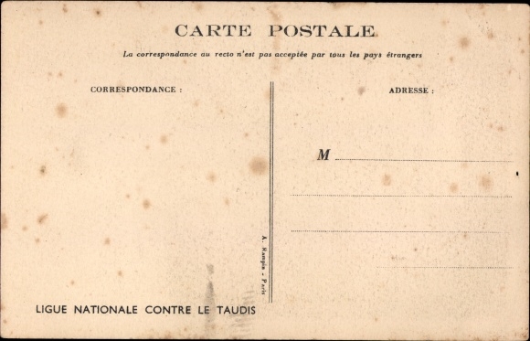 Artist Postcard Poulbot, Franciscque, You're afraid of spiders, National League against the slum