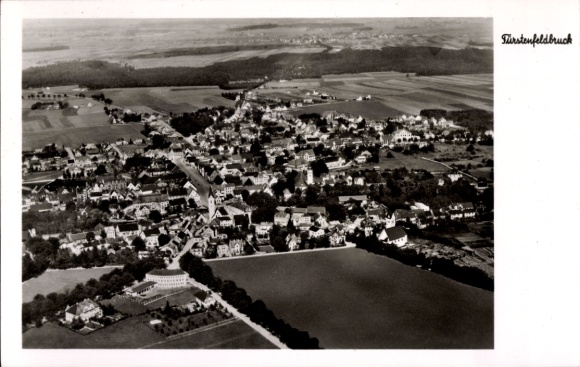 Postcard Fürstenfeldbruck in Upper Bavaria, aerial photograph