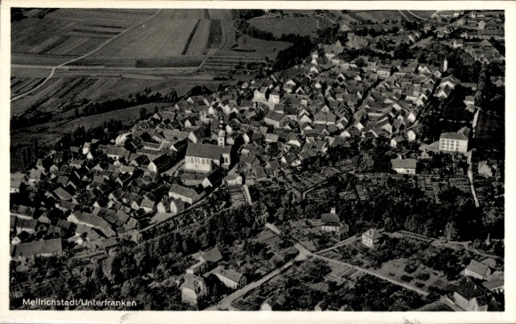 Postcard Mellrichstadt in Lower Franconia, aerial photograph
