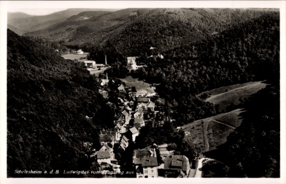 Postcard Schriesheim an der Bergstraße, aerial photograph Ludwigstal