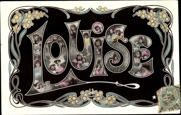 Art Nouveau letters Postcard woman name Louise, girl portraits