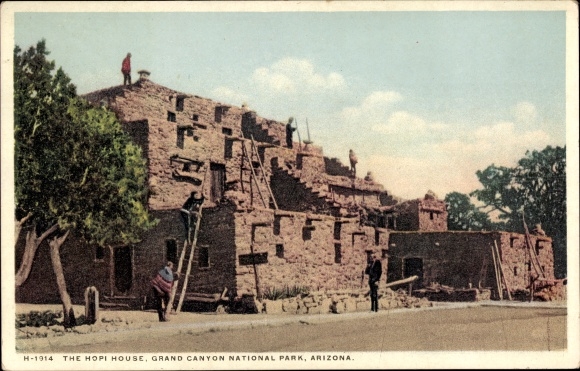 Ak Arizona USA, Grand Canyon National Park, Haus der Hopi Indianer