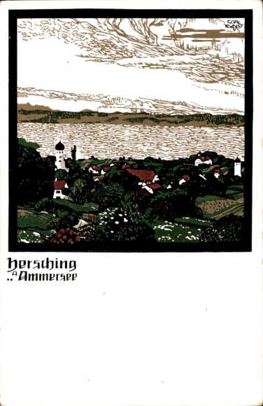 Artist Postcard Kunst, C., Hersching am Ammersee, general view