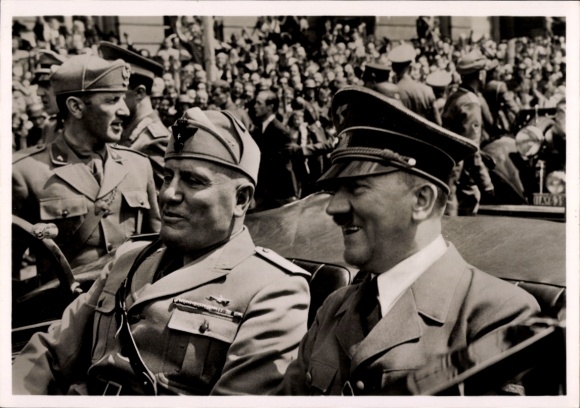 Ak Adolf Hitler, Benito Mussolini, Historische Begegnung in München 1940