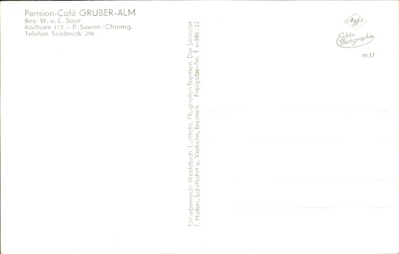 Postcard Roitham Seeon Seebruck Upper Bavaria, Pension Café Gruber-Alm