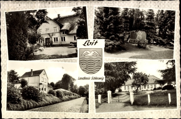 Ak Loit in Angeln, Ehrenmal, Schloss, Wappen