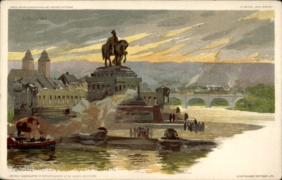 Artist Postcard Schmohl, Koblenz, Kaiser Wilhelm Memorial