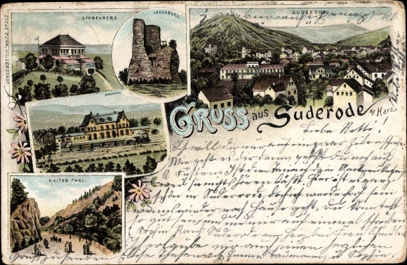 Chromo-Litho Bad Suderode Quedlinburg im Harz, Stubenberg, Lauenburg, train station, cold valley