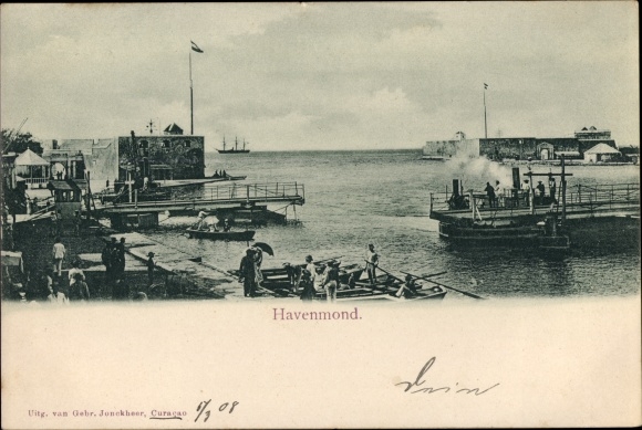 Ak Curaçao Niederländische Antillen Karibik, Havenmond, Hafeneinfahrt