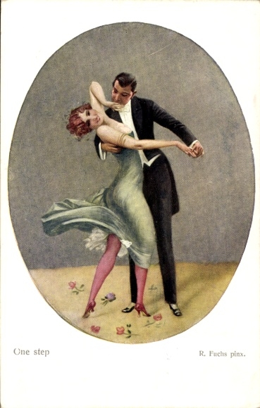 Artist Postcard Fuchs, R., One step, dancing couple