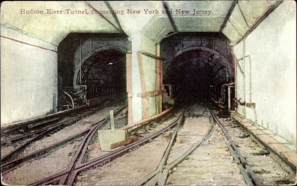 Postcard New York City USA, Hudson River Tunnel, connecting NY and New Jersey