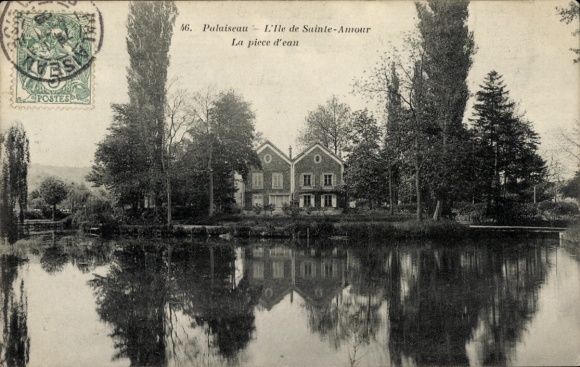 Ak Palaiseau Essonne, Haus am See, Bäume, Poststempel, Wasserfläche