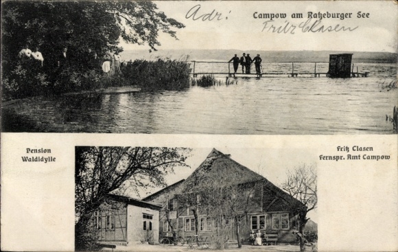 KP Campow Utecht w Meklemburgii, Jezioro Ratzeburg, Pensjonat Waldidylle, Fritz Clasen