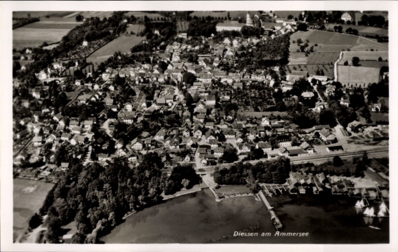 Ak Dießen am Ammersee Oberbayern, Fliegeraufnahme