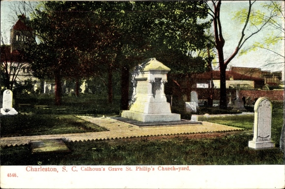 Ak Charleston South Carolina USA, Calhoun&#39;s Grave St. Philip&#39;s Church yard