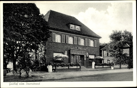 Postcard Ermen Lüdinghausen in North Rhine-Westphalia, Gasthof zum Steverstrand, owner Bernh. Hulswitt
