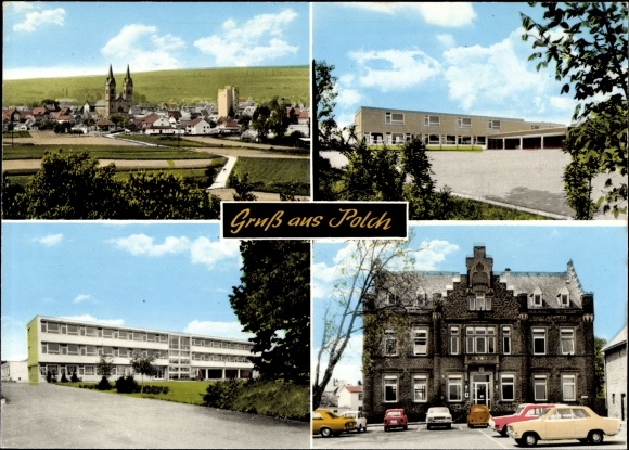 Ak Polch in Rheinland Pfalz, Gesamtansicht, Schule, Rathaus, Gebäude