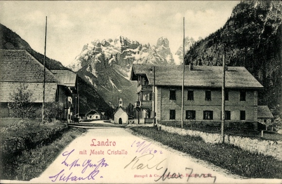 Postcard Landro Höhlenstein South Tyrol, partial view, Monte Cristallo