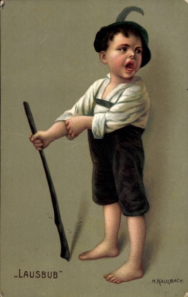 Artist PC Kaulbach, H., Lausbub, cheeky little farm boy