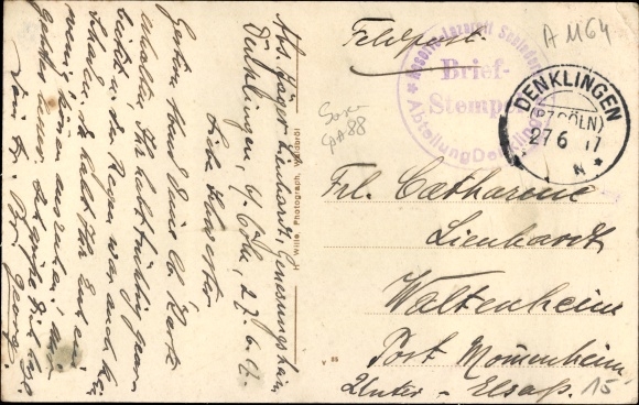 Postcard Lichtenberg Morsbach in the Oberberg district, church, inn and butcher Johann Reuber