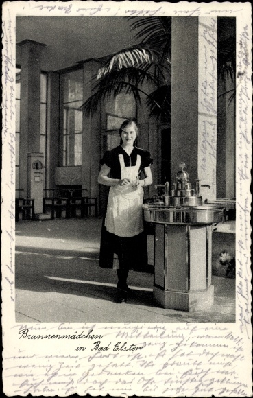 Postcard Bad Elster in Vogtland, fountain girl