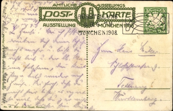 Artist Postcard Klee, Fritz, Munich Bavaria, Exhibition 1908, Lion pulling carriage with child