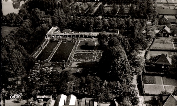 Postcard Werne an der Lippe Westphalia, aerial photo, outdoor pool