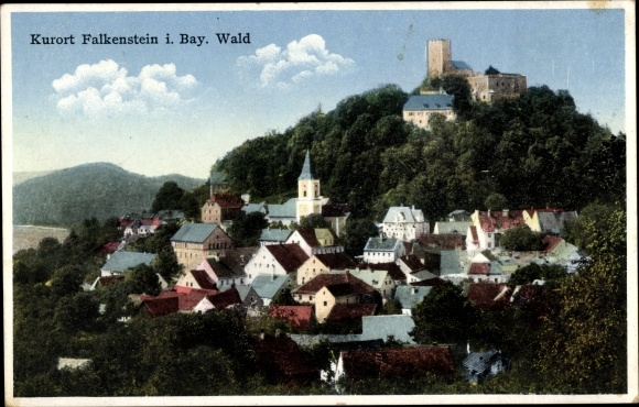 Ak Falkenstein in der Oberpfalz, Bayerischer Wald, Ortsansicht, Burg