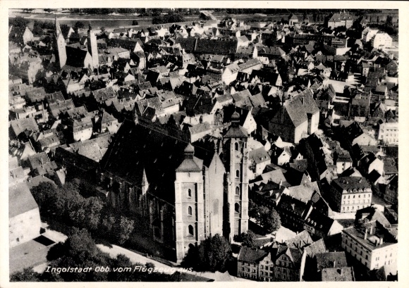 KP Ingolstadt nad Dunajem Górna Bawaria, widok z lotu ptaka na budynek, widok na miasto