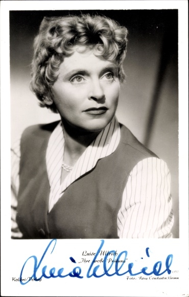 Postcard actress Luise Ullrich, portrait, her big test, autograph