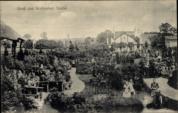 Ak Stotel Loxstedt in Niedersachsen, Grafenhof, Gartenpartie