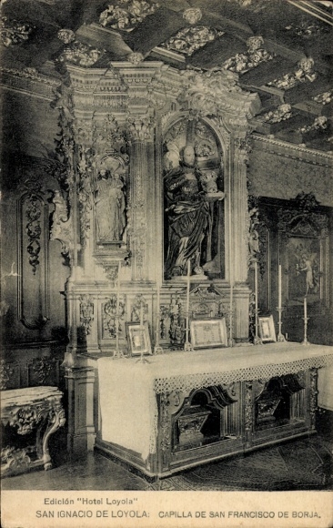 Postcard Loyola Basque Country Spain, altar of the chapel of San Francisco de Borja