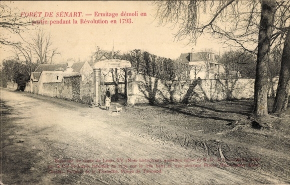 Ak Senárt Essonne, Vorderseite zeigt Ermitage in  Revolution 1793, s Gebäude