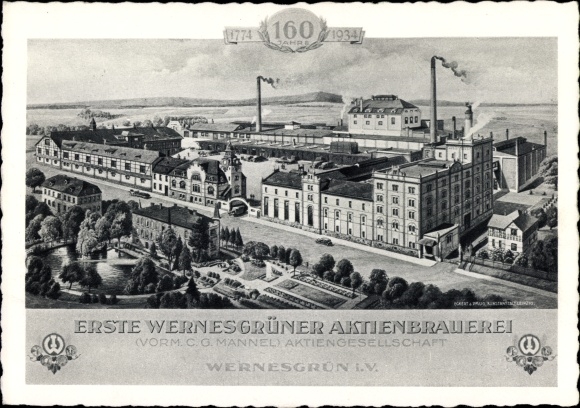 Artist PC Wernesgrün Steinberg in Vogtland, Wernesgrüner Pilsner, stock brewery